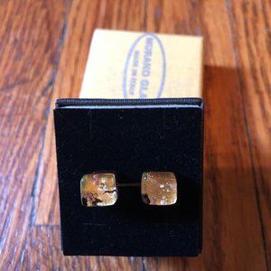 Square Murano Glass Earrings NWOT